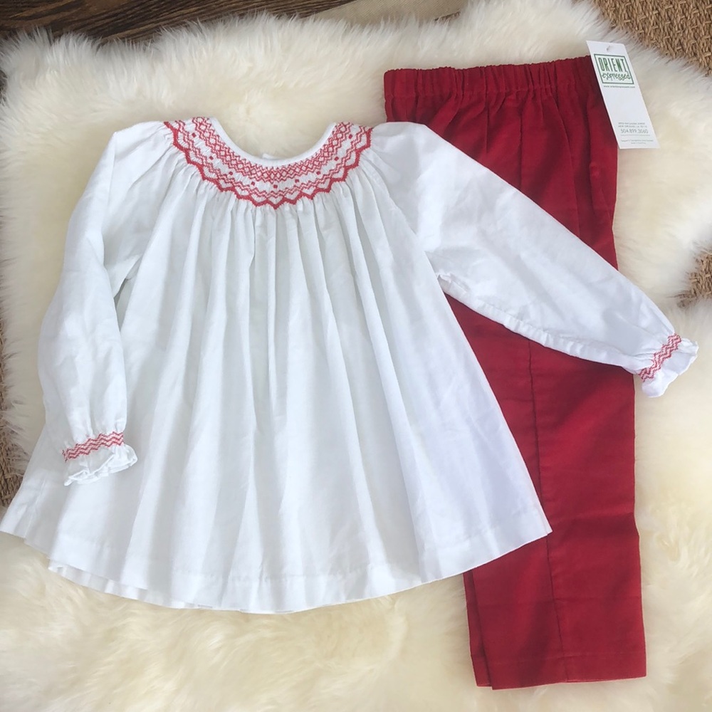 Girls Orient Expressed smocked shirt/pant set sz4